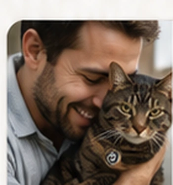 Dueño abrazando a su gato Milo