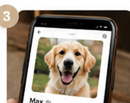 Perfil digital Pawtaggie mostrado en un teléfono